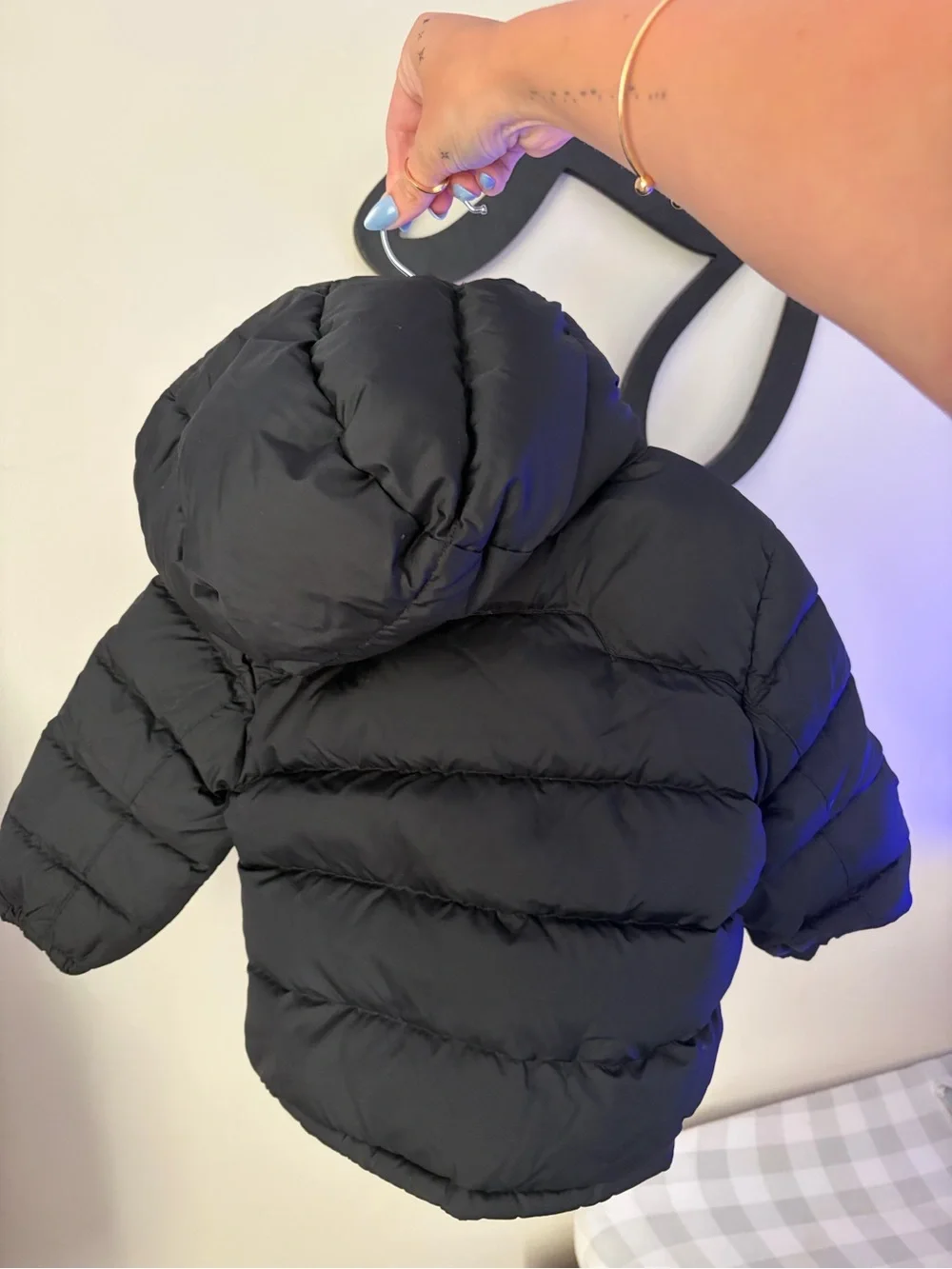 Ralph Lauren Black Quilted Infant Jacket with Light Blue Label
